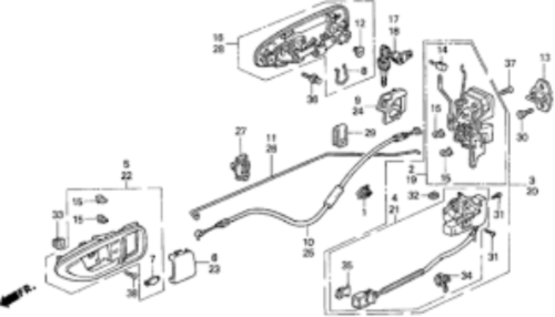 HONDA Genuine CR-X Del-Sol 93-95 Interior Door Handles Left Right set
