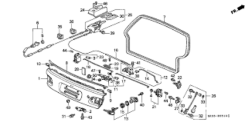 Genuine HONDA OEM Civic EG6 SIR 3 Door Rear Hatch Trunk Gate Weatherstrip Seal