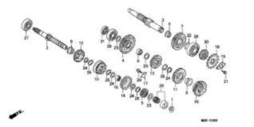 Genuine Honda Countershaft Fifth Gear NX650 FMX650 SLR650 XR650L 23491-MW2-780