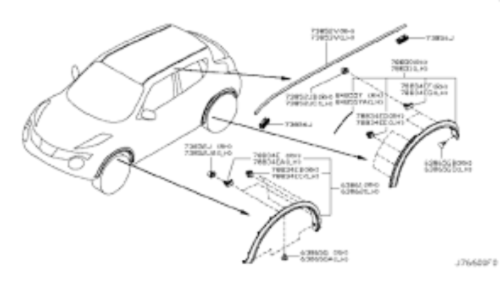 Genuine NISSAN Juke Rear Passenger Right Side Fender Wheel Molding 78860-1KA0A