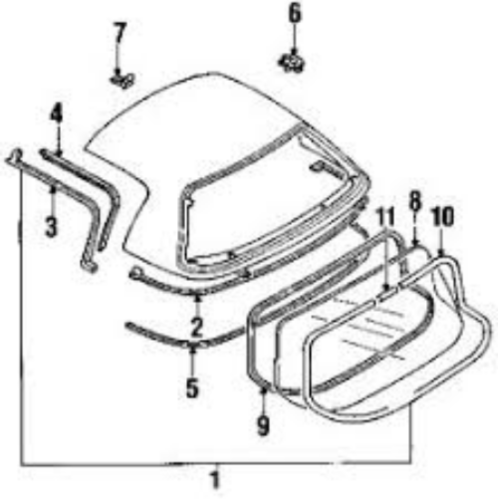 Genuine MAZDA OEM MX-5 MIATA Rear Glass Hardtop Window Molding NAY1-63-930