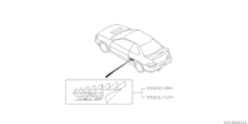 Genuine SUBARU OEM Impreza WRX STI GC8 Rear Side Fender Decal Sticker Rare Item