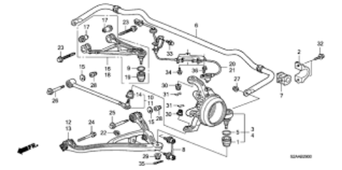 Genuine HONDA OEM S2000 Right Rear Upper Control Arm 52390-S2A-J02