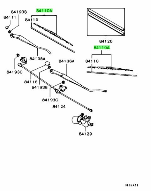 Genuine Mitsubishi OEM Lancer EVO5/6 Blade Assy Windshield Wiper Fin & Blade Set