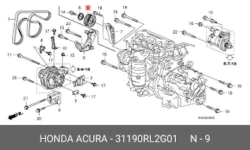 Genuine HONDA OEM ACCORD TOURER STREAM PULLEY COMP IDLER 31190-RL2-G01