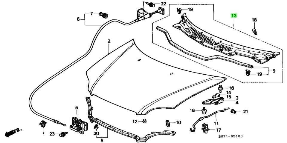Genuine HONDA OEM CIVIC TYPE R EK9 Cowl Top Assy 74200-S04-000