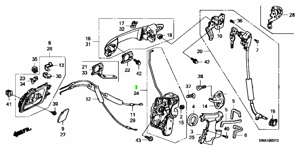 Genuine HONDA OEM CR-V RE3 RE4 LATCH ASSY., R. FR. DOOR POWER 72110-SWA-Q01