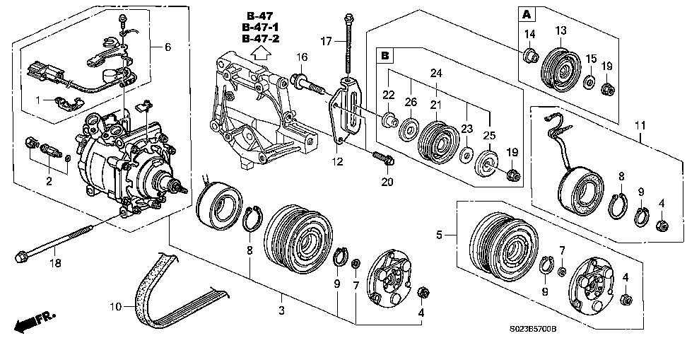 Genuine HONDA Civic Civic del Sol A/C Compressor Pulley Assembly 38950-P2K-305