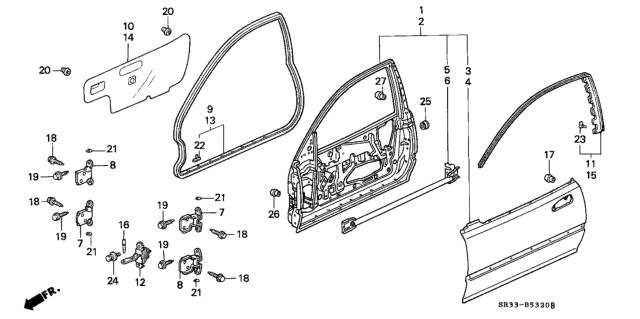 Genuine HONDA OEM 1992-95 CIVIC EG4 EG6 Front Door Sub Seal RH & LH set