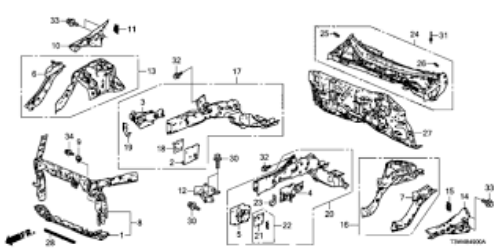 Genuine HONDA OEM ACCORD 2013-2017 Front Lower Member Set LH 04684-T2A-A00ZZ