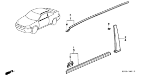 Genuine HONDA OEM Door Window Weather Molding Left 72450-S03-003