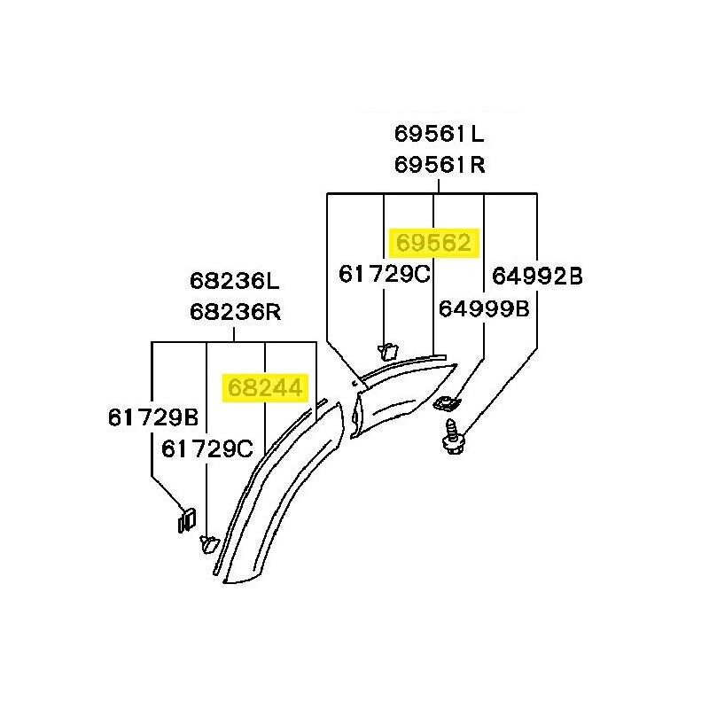 GENUINE MITSUBISHI OEM LANCER EVO5/6 CP9A DOOR FENDER SILVER CAR PAD SET