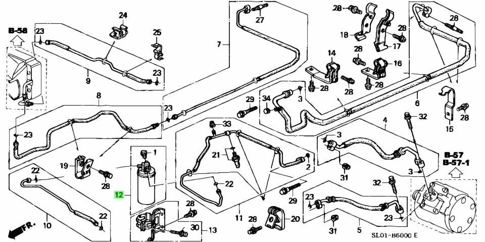 Genuine Honda OEM Acura NSX NA1 R12 Receiver tank & O Ring Set