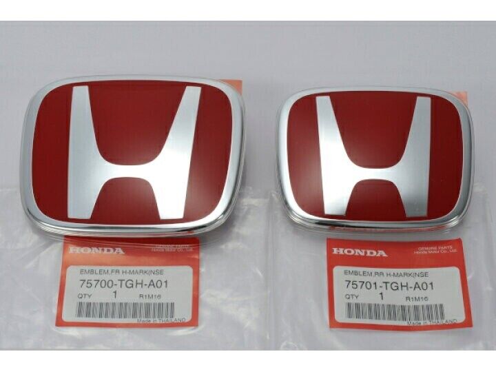Honda OEM 2Pc Red H Front Rear Emblem Badge Fit 2016-2021 CIVIC SEDAN 4DR JDM