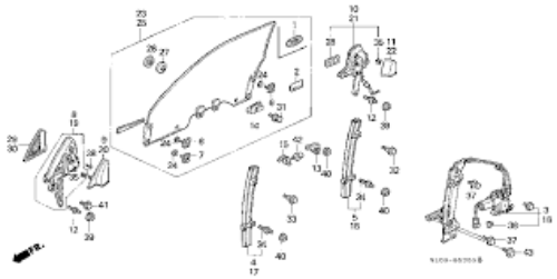 Genuine HONDA OEM NSX Power Window Front Left Regulator Assy 72250-SL0-A02