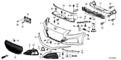 Genuine HONDA OEM CR-Z ZF2 Beam Front Bumper Center Upper Cover 71125-SZT-G01