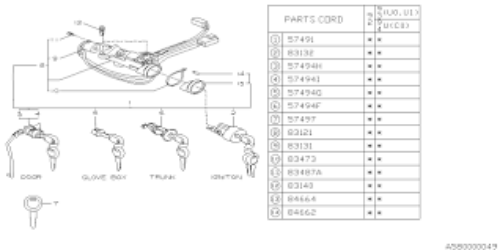 Genuine SUBARU OEM IMPREZA GC8 GF8 1993-2001 Master Blank Key Plate 57497KG020