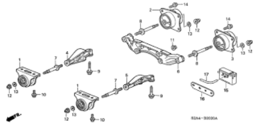 Genuine Honda OEM Mounting A Rear Differential 50710-S2A-000 ×2
