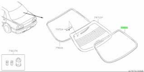 Genuine Nissan OEM Rear Window Upper Molding GTR R34 BNR34 79752-AA000