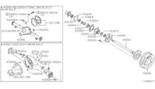 Genuine Nissan OEM SHAFT ASSY-REAR AXLE FRONTIER 1997/09-2004/09 38164-11G60