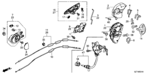 Genuine Honda OEM Driver Front Outer Door Handle Assy 72181-SZT-003ZE