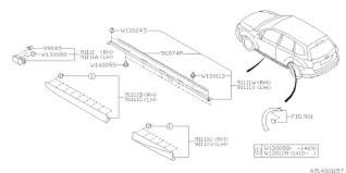 Genuine SUBARU OEM Forester Driver Rear Door Exterior Molding 91112SG152