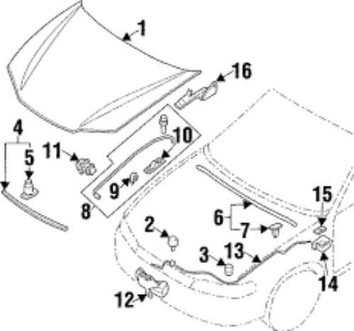GENUINE MITSUBISHI OEM LANCER EVO 5 EVO 6 CP9A RR HOOD WEATHERSTRIP MR280225