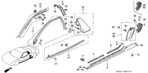Genuine HONDA OEM ACURA NSX NA1 NA2 91-01 Door Upper Weatherstrip RH & LH Set