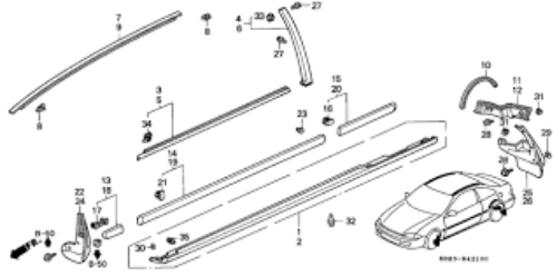 Honda Driver's Left Side Door Pillar Trim For 92-95 Civic 2Dr 3Dr 72470-SR3-003