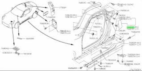 Genuine NISSAN FAIRLADY Z Z34 370Z 08/10- Lock Pillar Finisher RH 76890-1EA0A