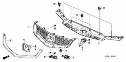 GENUINE HONDA OEM ACCORD CL7 CL9 EURO-R FRONT GRILLE MOULDING NH624P