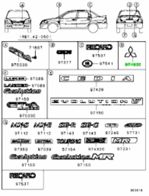 Genuine Mitsubishi OEM Lancer Evolution 7 8 9 CT9 Rear Trunk Emblem Ornament