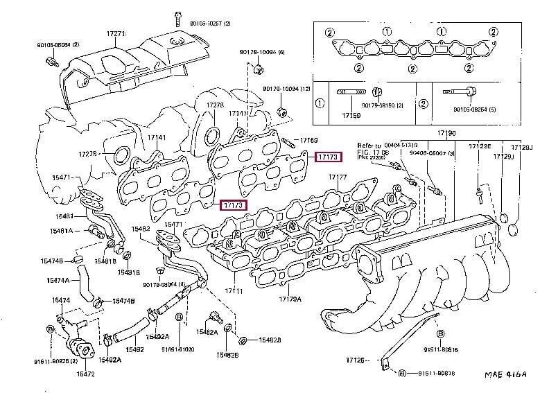 TOYOTA OEM 1JZ-GTE NON VVTI EXHAUST MANIFOLD GASKET TO HEAD 17173-88400 X 2