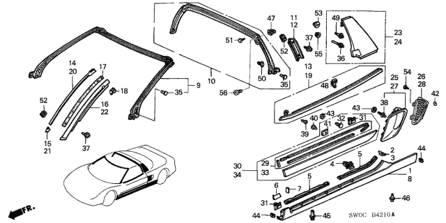 HONDA Genuine NSX NA1 NA2 Rear Pillar Weather Strip NEW 72330-SL0-T01