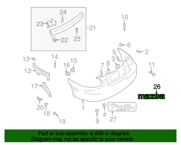 Mazda MX-5 Miata NC10-51-711 1998-2005 Genuine Rear MazdaLogo Emblem OEM
