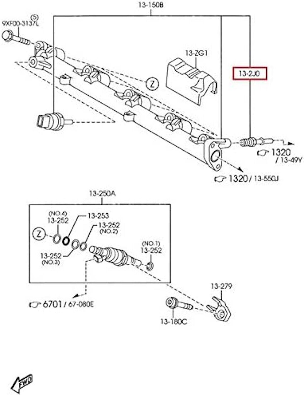 Genuine Mazda CX-7 Fuel Distributor Pressure Valve TURBO L3K9-13-2J0 Parts