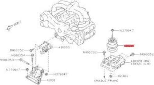 GENUINE SUBARU OEM CUSHION RUBBER-ENGINE 41022AJ030