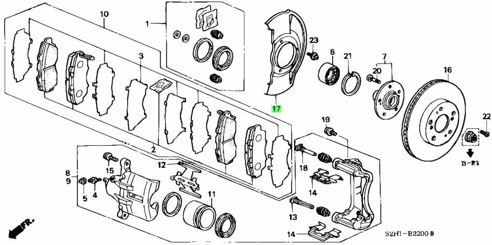 GENUINE HONDA Front Brake Splash Guard Set DC2 Type-R 45255-S2H-000 (x2) OEM