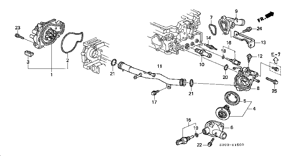 Honda Genuine 93-01 Prelude Water Pump Connecting Pipe & O-Ring set