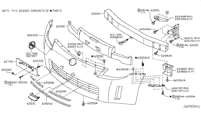 Genuine Nissan 62023-CD000 Bumper Cover Bumper