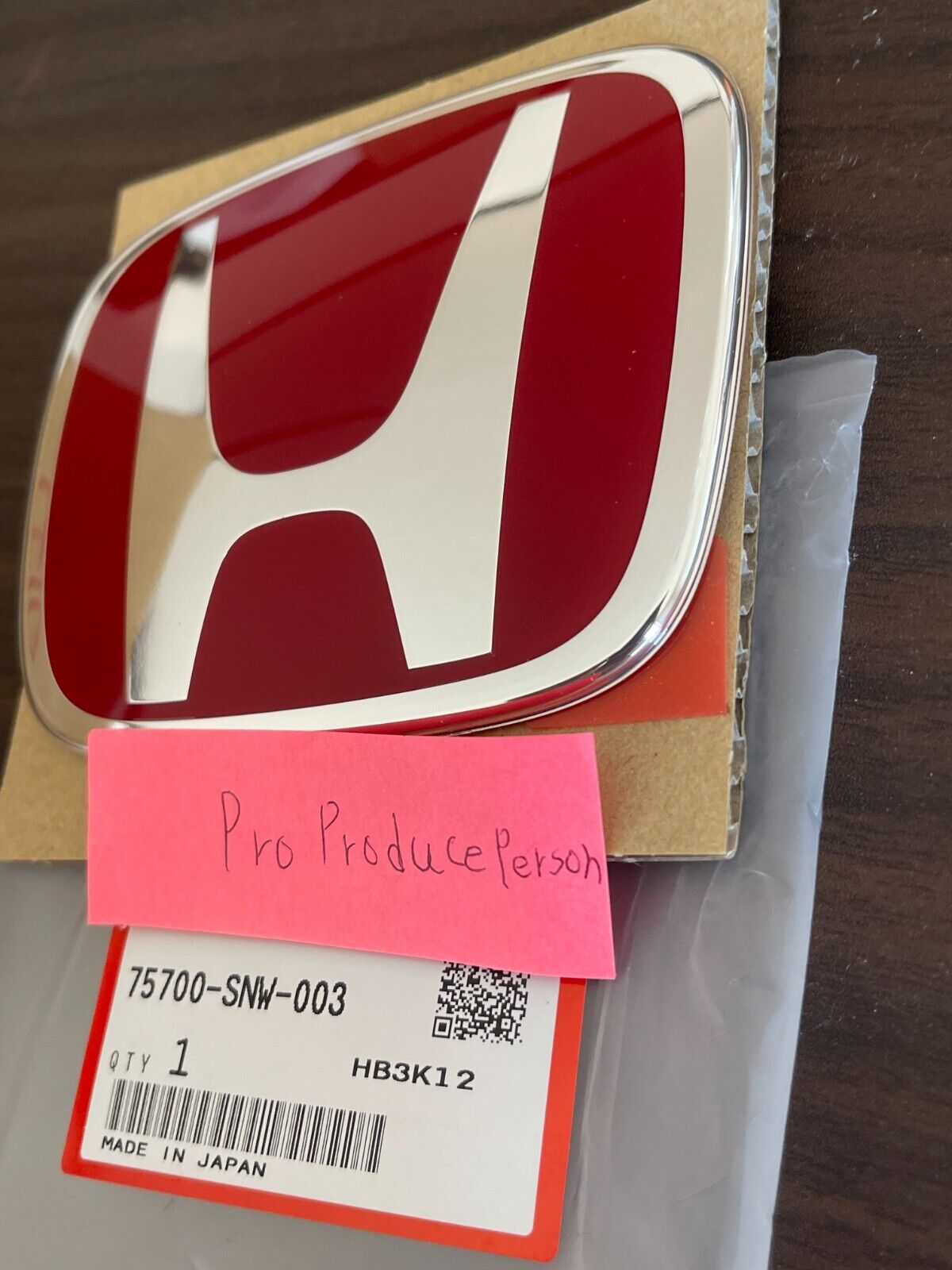 Honda Genuine Civic 4DR 06-15 RED H Front Rear Emblem JDM Fit(Jazz) From Japan