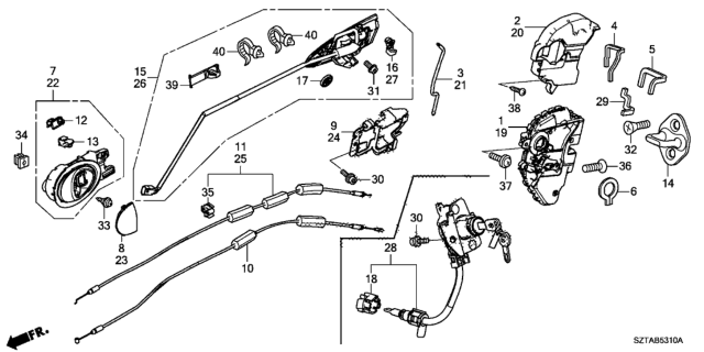 Genuine Honda Front Door Outer Handle Assembly Right CR-Z 72141-SZT-J01ZP OEM