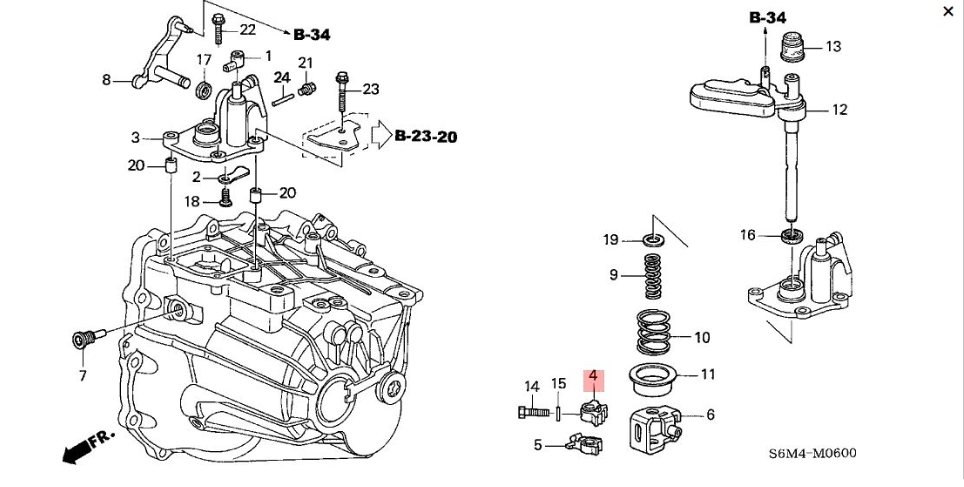 GENUINE HONDA INTEGRA Shift Arm Manual Trans K Series Engines 24411 - PPP - 010