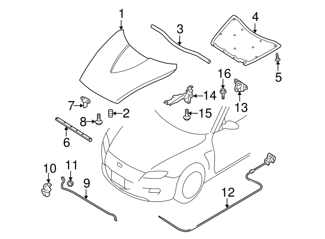 Genuine Mazda OEM 2004-2011 RX-8 Hood Prop Support Retainer Bonnet Rod Clip