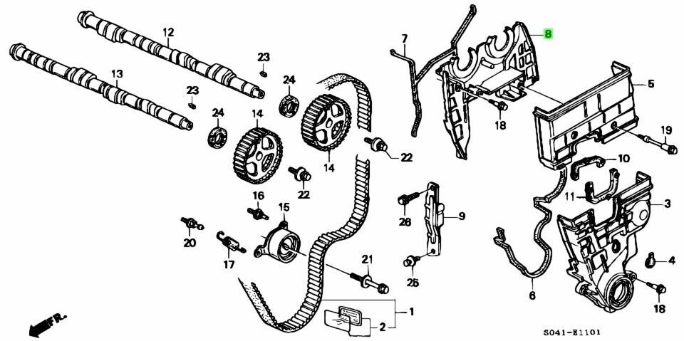 Genuine HONDA Timing Belt Upper Cover SIR B16A VTEC CIVIC EF9 11840-PR3-010