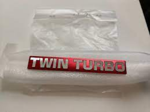 OEM Nissan Skyline GT-R R32 R33 R34 Red "Twin Turbo" Engine Emblem 13291-05U10