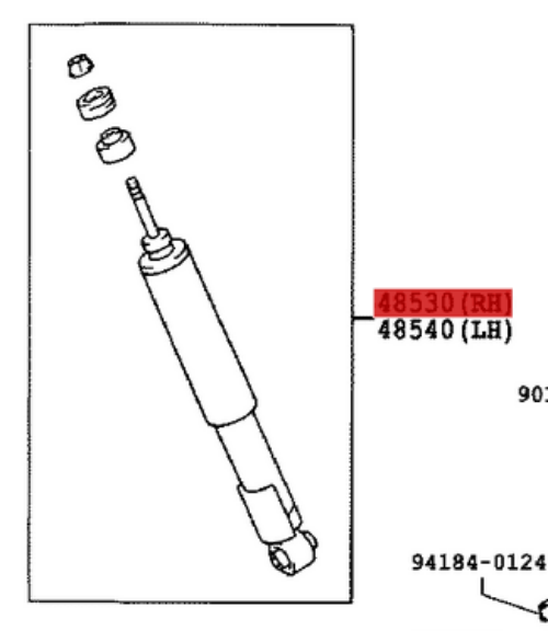 Genuine TOYOTA OEM LEXUS GX470 4.7L Single Rear Shock 2003-2009 48530-69485