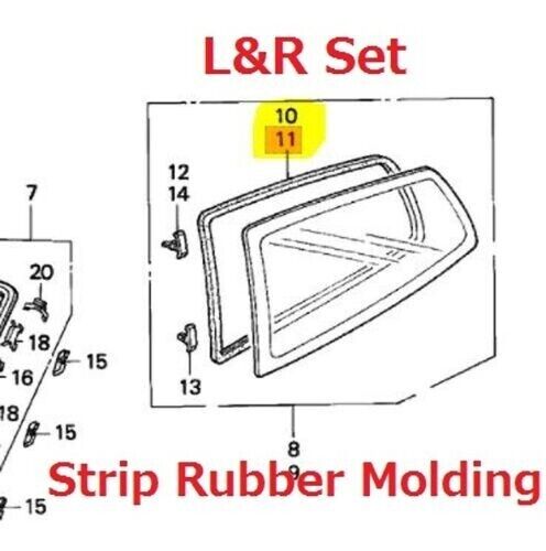 Genuine HONDA 92-95 CIVIC EG 3D Rear Quarter Glass Window Molding Seal Set OEM