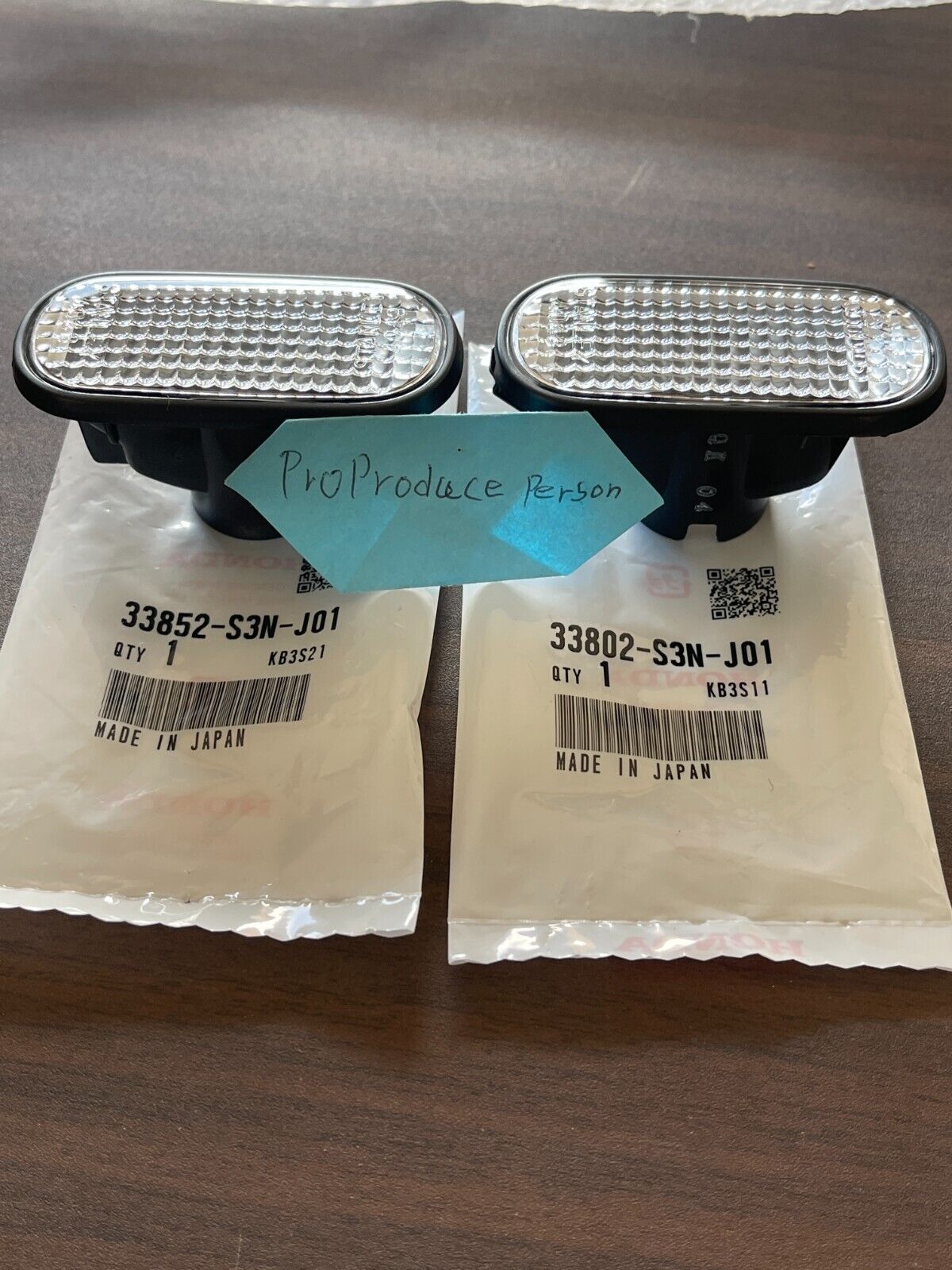 GENUINE HONDA CLEAR SIDE MARKER SET INTEGRA TYPE R 33852-S3N-J01 33802-S3N-J01