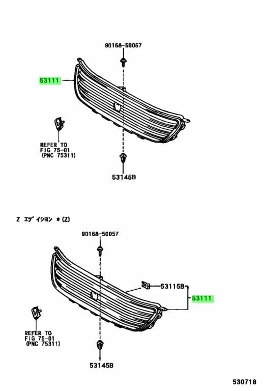 Genuine TOYOTA LEXUS Altezza SXE10 IS200/300 Front Grille Assembly 53111-53010